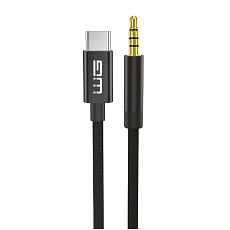 WG - Kabel Type-C (male) na AUX 3,5mm jack (male), 1,5metru, DAC chip, černá