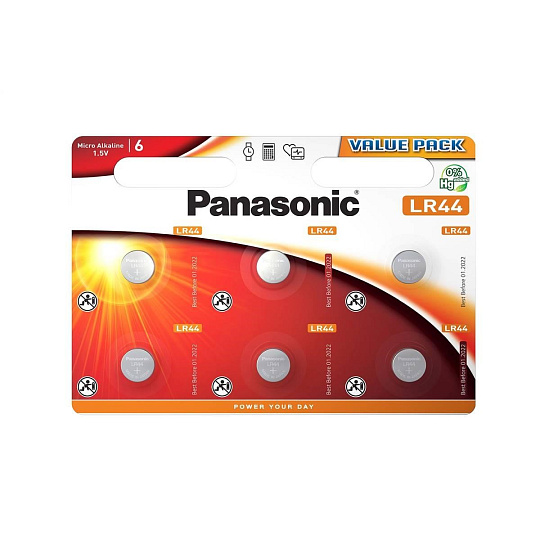 Panasonic knoflíková baterie LR44EL/6BP (Blistr 6 ks)
