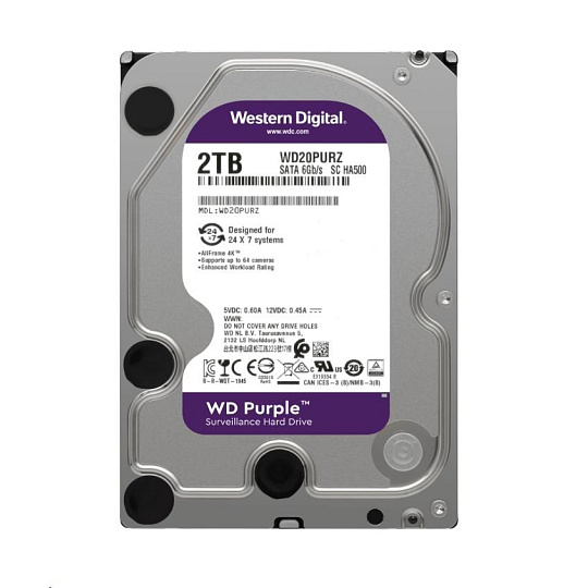 WD PURPLE WD23PURZ 2TB, SATA III 3.5", 64MB, 175MB/s, Low Noise, CMR WD PURPLE WD23PURZ 2TB, SATA III 3.5", 64MB, 175MB/s, Low Noise, CMR