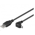 PREMIUMCORD Kabel USB 2.0 A-Micro B propojovací úhlový 90st. 2m (černý)