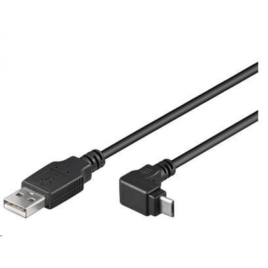 PREMIUMCORD Kabel USB 2.0 A-Micro B propojovací úhlový 90st. 2m (černý)