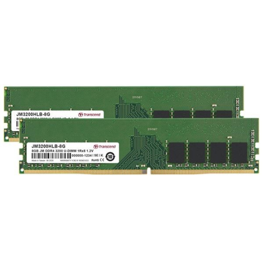 DIMM DDR4 16GB KIT (8GB*2) 3200Mhz TRANSCEND U-DIMM 1Rx8 1Gx8 CL22 1.2V