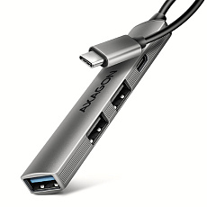 AXAGON HUE-STC, 4x USB ALU STRIP hub, 1x USB-A 5Gbps, 2x USB-A & 1x USB-C 480Mbps, kabel USB-C 12cm AXAGON HUE-STC, 4x USB ALU STRIP hub, 1x USB-A 5Gbps, 2x USB-A & 1x USB-C 480Mbps, kabel USB-C 12cm