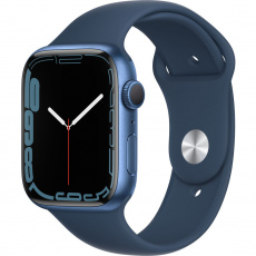 Apple Watch Series 7 45mm modrý hliník s modrým sportovním řemínkem