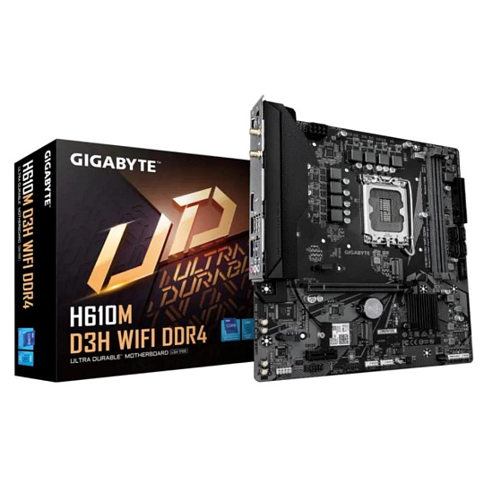 GIGABYTE MB Sc LGA1700 H610M D3H WIFI DDR4,Intel H610, 2xDDR4, 1xHDMI, Wifi,mATX