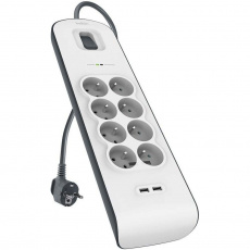 Belkin přepěťová ochrana BSV804, 8 zásuvek, 2xUSB/2.4A, 2m Belkin přepěťová ochrana BSV804, 8 zásuvek, 2xUSB/2.4A, 2m
