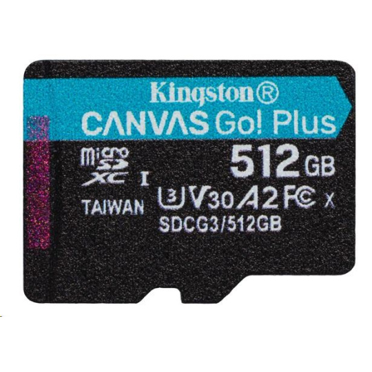 Kingston 512GB microSDXC Canvas Go Plus 170R A2 U3 V30 Single Pack bez ADP