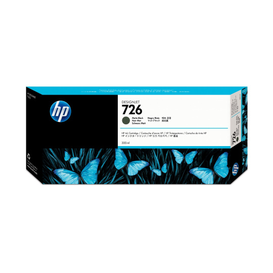 HP 726 Black matte DJ Ink Cart, 300 ml, CH575A