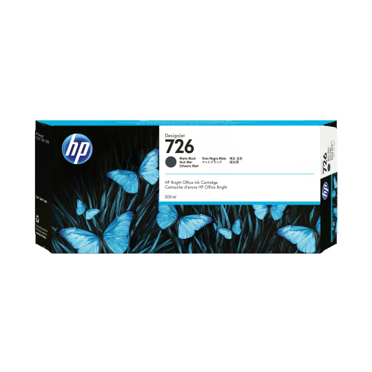 HP 726 Black matte DJ Ink Cart, 300 ml, CH575A