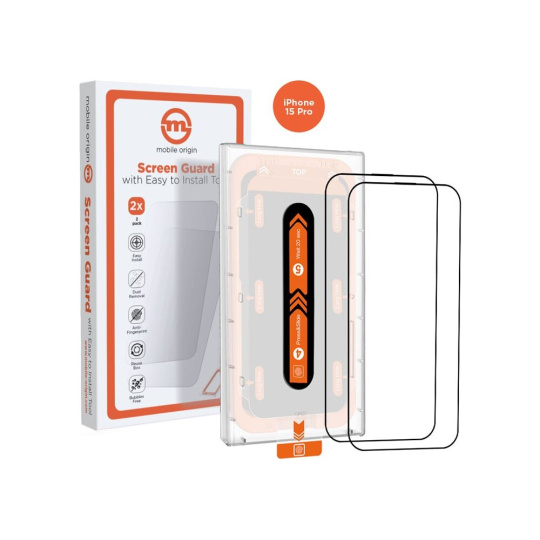 Mobile Origin Orange Screen Guard 2 Pack 2,5D ochranné sklo s aplikátorem iPhone 15 Pro