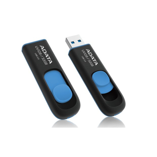 ADATA Flash Disk 32GB UV128, USB 3.1 Dash Drive (R:40/W:25 MB/s) černá/modrá