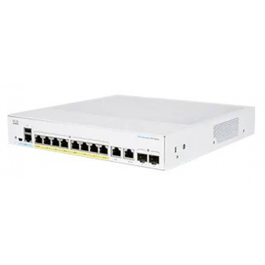 Cisco switch CBS350-8P-E-2G, 8xGbE RJ45, 2xGbE RJ45/SFP, fanless, PoE+, 67W - REFRESH