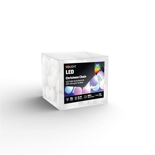 Solight LED vánoční řetěz barevné koule, 20x LED, 2m, 2x AA Solight LED vánoční řetěz barevné koule, 20x LED, 2m, 2x AA
