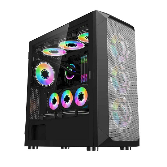 1stCOOL skříň Wind Storm Black MiddleTower ARGB, AU, USB3.0, bez zdroje, RGB fan, průhledná bočnice, černá 1stCOOL skříň Wind Storm Black MiddleTower ARGB, AU, USB3.0, bez zdroje, RGB fan, průhledná bočnice, černá