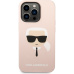 Karl Lagerfeld Liquid Silicone Karl Head kryt iPhone 14 Pro růžový