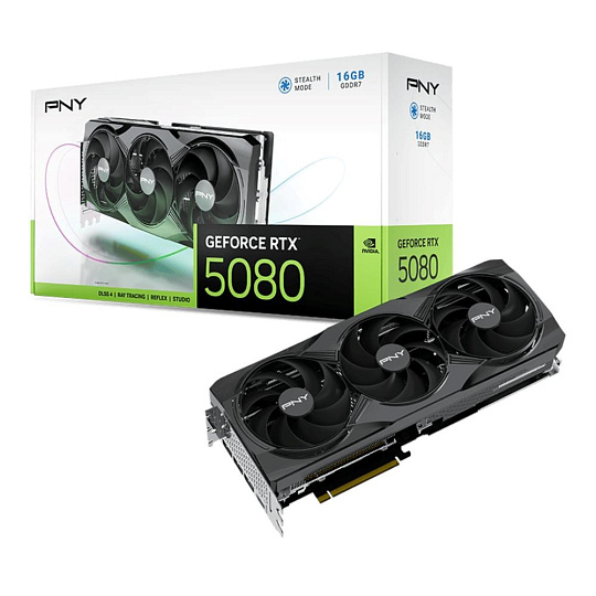 PNY VGA Nvidia GeForce RTX 5080 16GB Triple Fan, RTX 5080, 16GB GDDR7, 3xDP, 1xHDMI PNY VGA Nvidia GeForce RTX 5080 16GB Triple Fan, RTX 5080, 16GB GDDR7, 3xDP, 1xHDMI