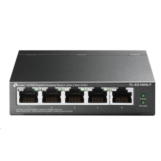 TP-Link switch TL-SG1005LP, 5xGbE RJ45, PoE+ 40W, fanless