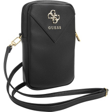 Guess PU Grained 4G Metal Logo Wallet Phone Bag Zipper černý