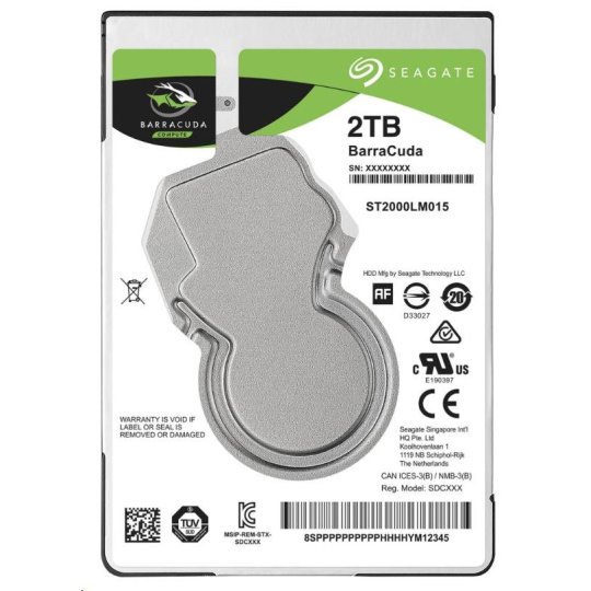 SEAGATE HDD BARRACUDA 2.5" 2TB, SATAIII/600 5400RPM, 128MB cache, 7mm