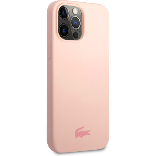 Lacoste Liquid Silicone Glossy Printing Logo Kryt pro iPhone 13 Pro Pink