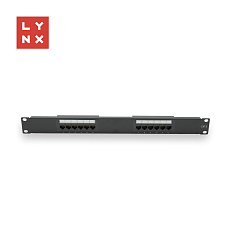 LYNX 19" patch panel 12-port, UTP Cat6, 50µ, nestíněný, černý LYNX 19" patch panel 12-port, UTP Cat6, 50µ, nestíněný, černý