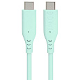 PREMIUMCORD Kabel USB-C na USB-C, 60W, 480Mbps, silikonový, tyrkysový, 1,5m