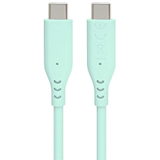 PREMIUMCORD Kabel USB-C na USB-C, 60W, 480Mbps, silikonový, tyrkysový, 1,5m