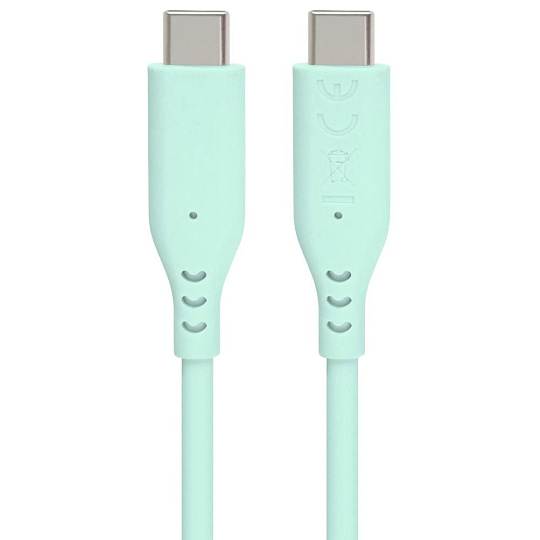 PREMIUMCORD Kabel USB-C na USB-C, 60W, 480Mbps, silikonový, tyrkysový, 1,5m