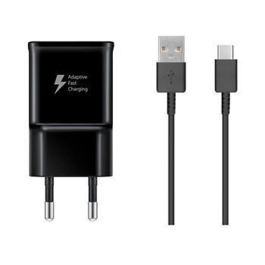 Samsung 15W Cestovní nabíječka + USB-C Datový Kabel Black (OOB Bulk)