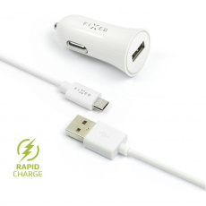 FIXED Rapid Charge autonabíječka s odnímatelným MicroUSB kabelem, 2,4A bílá FIXED Rapid Charge autonabíječka s odnímatelným MicroUSB kabelem, 2,4A bílá