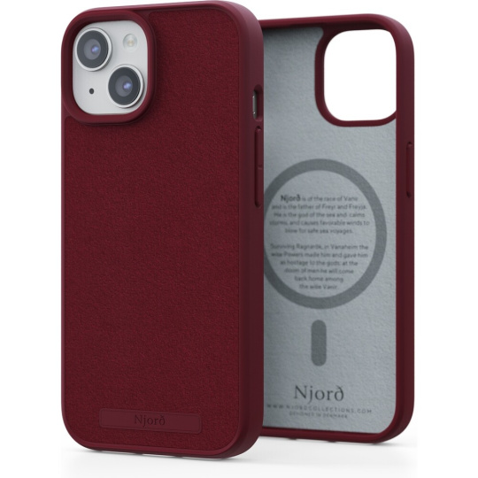 NJORD Suede MagSafe kryt iPhone 15 červený