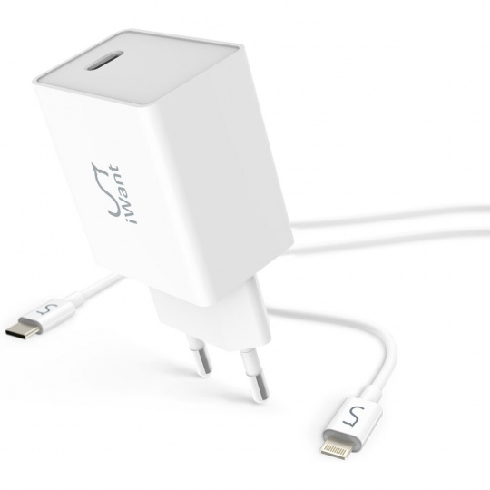 iWant USB-C PD síťová nabíječka 20W + USB-C to Lightning kabel