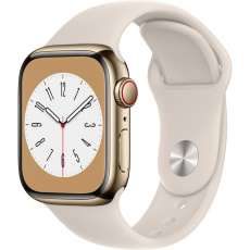 Apple Watch Series 8 Cellular 41mm zlatá ocel s hvězdně bílým sportovním řemínkem Apple Watch Series 8 Cellular 41mm zlatá ocel s hvězdně bílým sportovním řemínkem