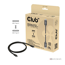 Club3D Kabel USB4 v2 Typ-C, 80Gbps, Certifikovaný kabel, 4K540Hz, 8K240Hz, 16K60Hz, PD 240W, 1,2m
