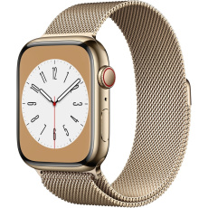 Apple Watch Series 8 Cellular 45mm zlatá ocel se zlatým milánským tahem