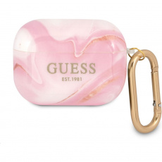 Guess TPU Shiny Marble pouzdro pro Airpods Pro růžové Guess TPU Shiny Marble pouzdro pro Airpods Pro růžové