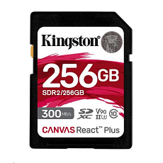 Kingston SDXC karta 256GB Canvas React Plus SDXC UHS-II 300R/260W U3 V90 for Full HD/4K/8K Kingston SDXC karta 256GB Canvas React Plus SDXC UHS-II 300R/260W U3 V90 for Full HD/4K/8K