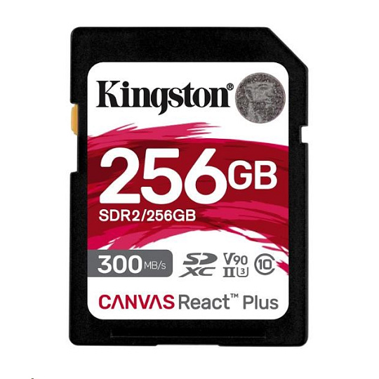 Kingston SDXC karta 256GB Canvas React Plus SDXC UHS-II 300R/260W U3 V90 for Full HD/4K/8K Kingston SDXC karta 256GB Canvas React Plus SDXC UHS-II 300R/260W U3 V90 for Full HD/4K/8K