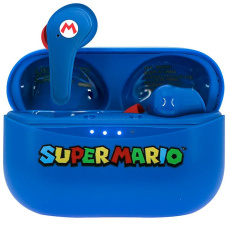 OTL bezdrátová sluchátka TWS s motivem Super Mario modrá