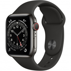 Apple Watch Series 6 Cellular 40mm grafitová ocel s černým sportovním řemínkem