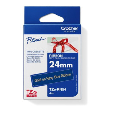 BROTHER TZE-RN54 - kazeta TZ šířky 24mm, TEXTILNÍ páska 4m- pro tvorbu dárků - NELEPÍCÍ - MODRÁ PÁSKA, ZLATÝ POTISK gold BROTHER TZE-RN54 - kazeta TZ šířky 24mm, TEXTILNÍ páska 4m- pro tvorbu dárků - NELEPÍCÍ - MODRÁ PÁSKA, ZLATÝ POTISK gold