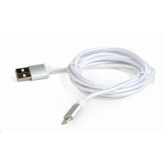 GEMBIRD Kabel CABLEXPERT USB 2.0 Lightning (IP5 a vyšší) nabíjecí a synchronizační kabel, opletený, 1,8m, stříbrný, blis