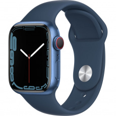 Apple Watch Series 7 Cellular 41mm modrý hliník s modrým sportovním řemínkem