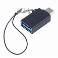 PremiumCord adaptér USB-C male - USB3.0 A female, OTG, černý s očkem na zavěšení