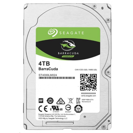 SEAGATE HDD BARRACUDA 2.5" 4TB, SATAIII/600 5400RPM, 128MB cache, 15mm SEAGATE HDD BARRACUDA 2.5" 4TB, SATAIII/600 5400RPM, 128MB cache, 15mm