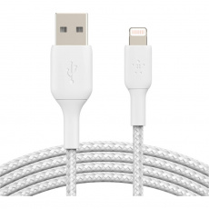Belkin BOOST Charge Braided Lightning/USB-A odolný kabel, 3m, bílý