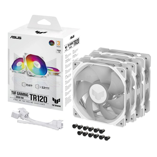ASUS ventilátor TUF GAMING TR120 ARGB, 3x120mm, bílá ASUS ventilátor TUF GAMING TR120 ARGB, 3x120mm, bílá