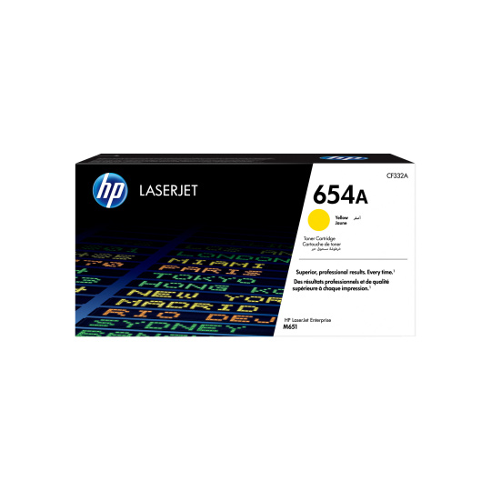HP 654A Yellow LJ Toner Cart, CF332A (15,000 pages) HP 654A Yellow LJ Toner Cart, CF332A (15,000 pages)