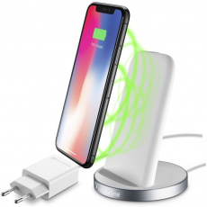 Cellularline Wireless Fast Charger Stand stojánek pro bezdrátové nabíjení s adaptérem bílý Cellularline Wireless Fast Charger Stand stojánek pro bezdrátové nabíjení s adaptérem bílý