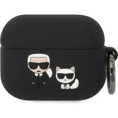 Karl Lagerfeld and Choupette Silikonové pouzdro Airpods Pro černé